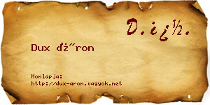 Dux Áron névjegykártya